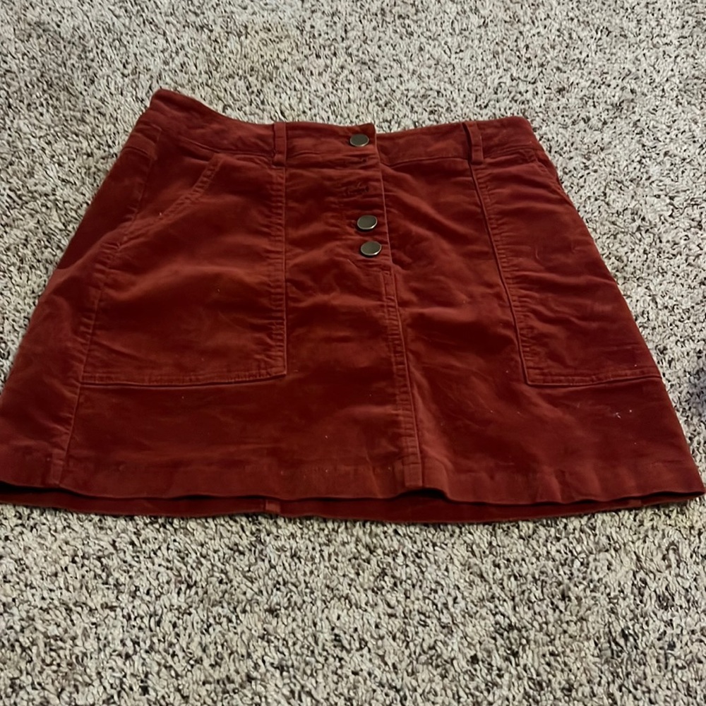 forever 21 orange button up skirt